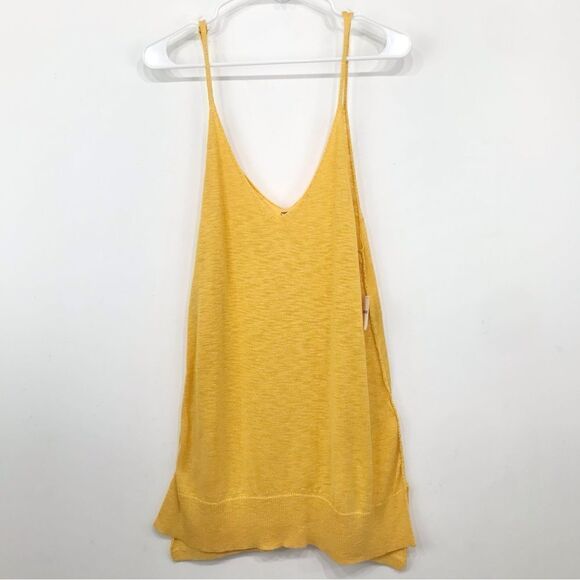 Free People Cloud Nine Yellow Knit Tunic Tank Top NEW - Picture 3 of 15